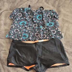 Wonder Nation Black and Blue Kids Swim Bikini